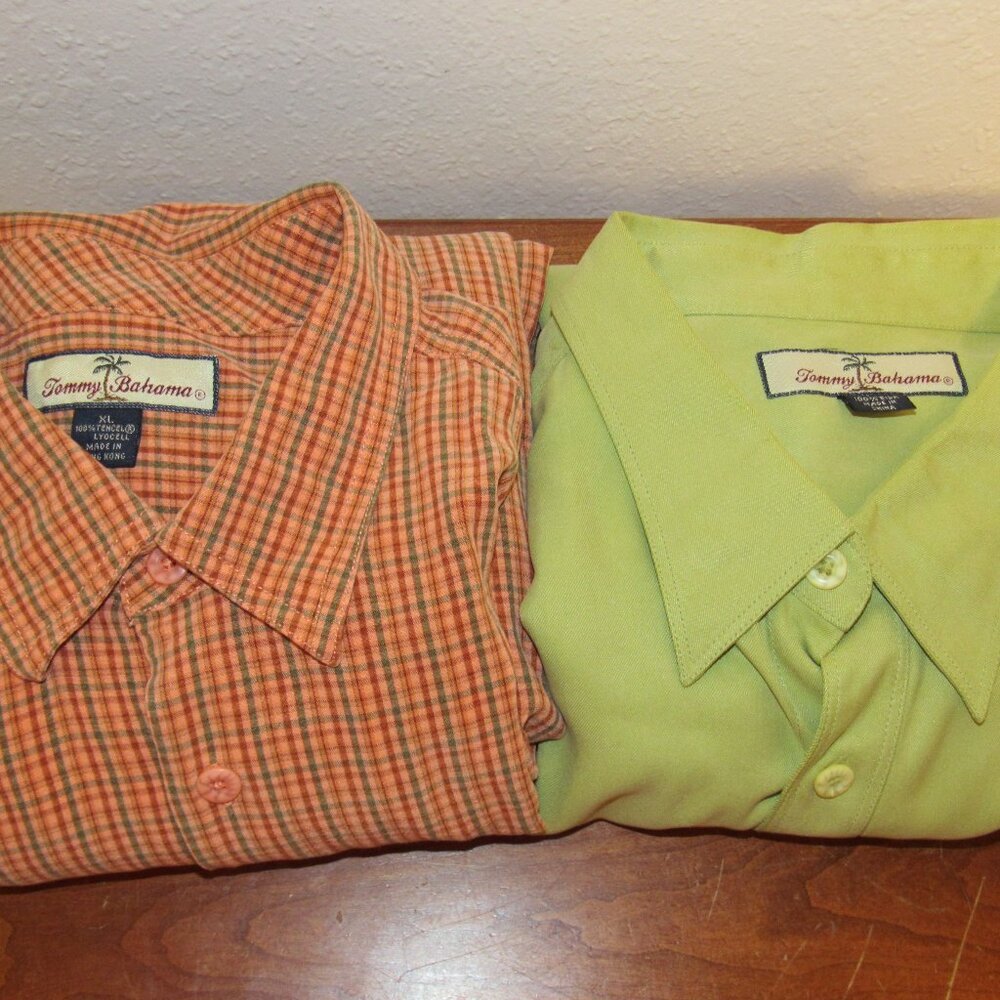 Tommy Bahama Shirts Lot of 2 Long Sleeve Silk Button Down Shirt Men's size XL